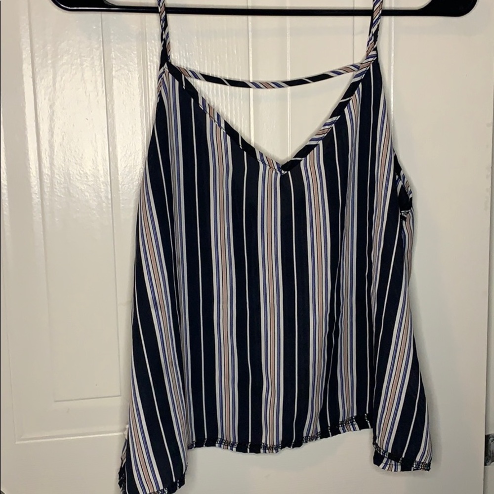 spaghetti strap striped blouse